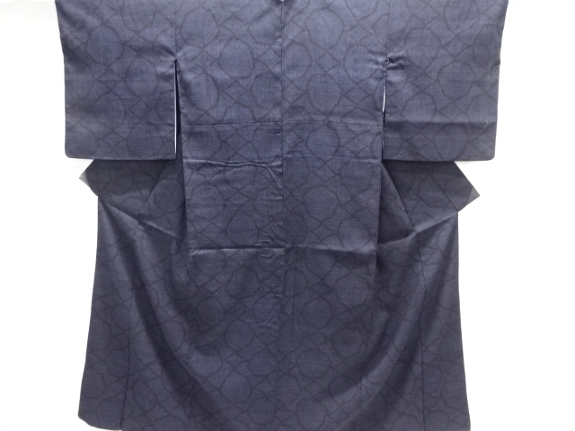 JAPANESE KIMONO / ANTIQUE KIMONO / YUKI TSUMUGI / WOVEN ABSTRACT / INTANGIBLE CULTURAL HERITAGE